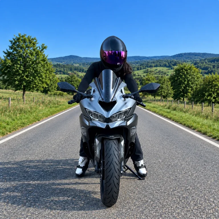 Motorista con los dos pies en el suelo gracias a Upbikers