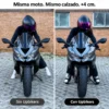 Misma moto y mismo calzado, con y sin Upbikers